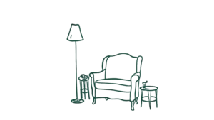 Intérieur : Fauteuil et Lampe